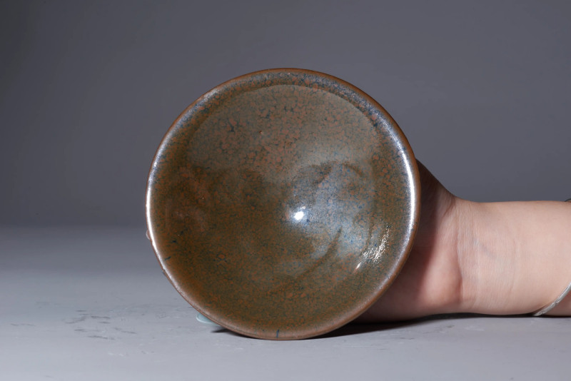 明代 黑釉油滴斗笠盏 - 图6