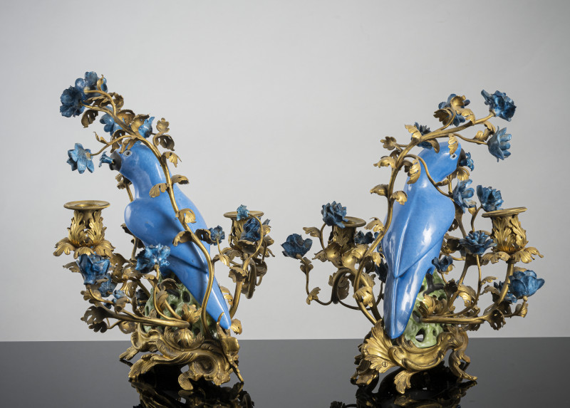 A pair of parrots as candle holders with magnificent mounting - 图3