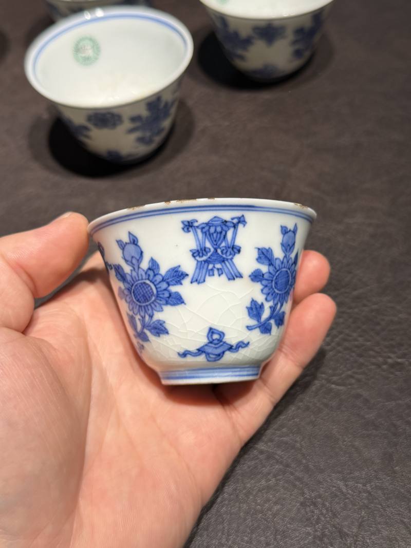 清康熙 青花清供图茶杯（一组六件） - 图13
