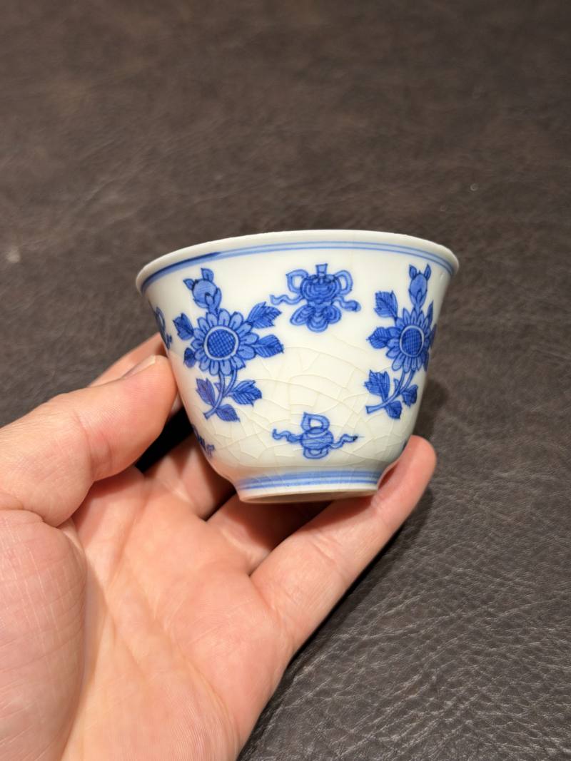 清康熙 青花清供图茶杯（一组六件） - 图46