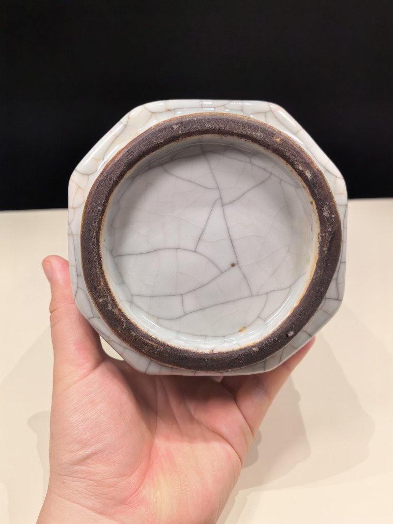 清乾隆 仿哥釉八角琮式瓶 - 图12