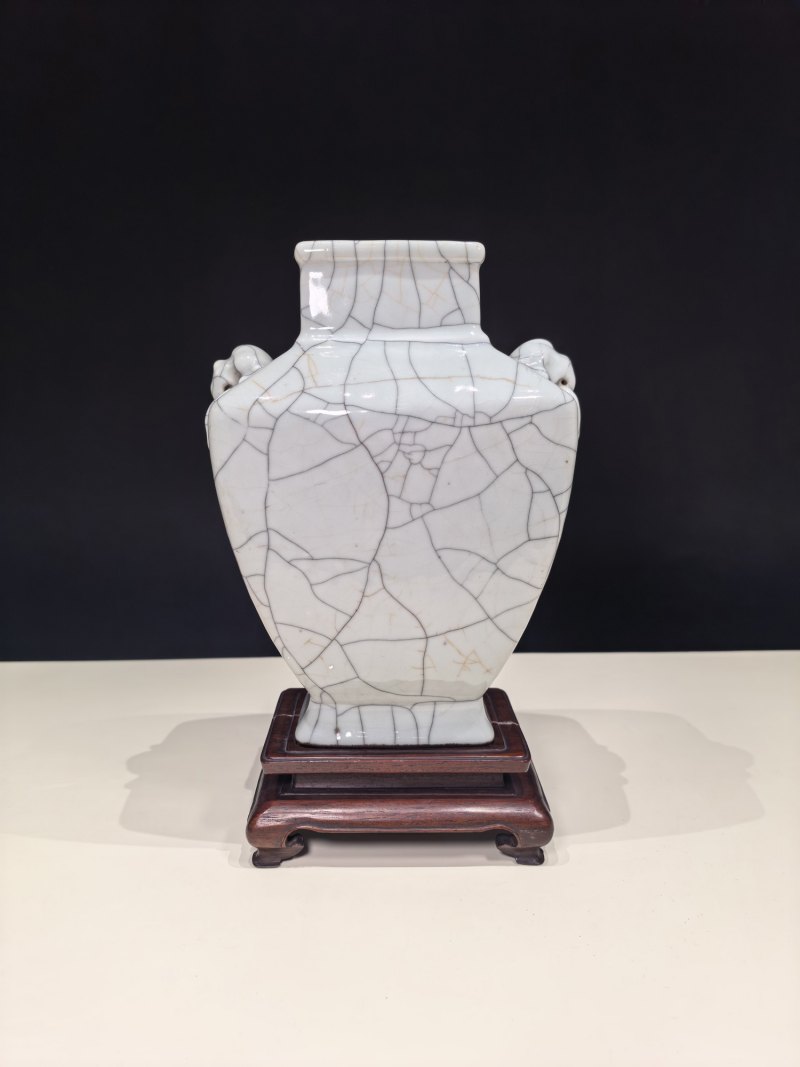 清乾隆 仿哥釉双铺首尊 - 图4