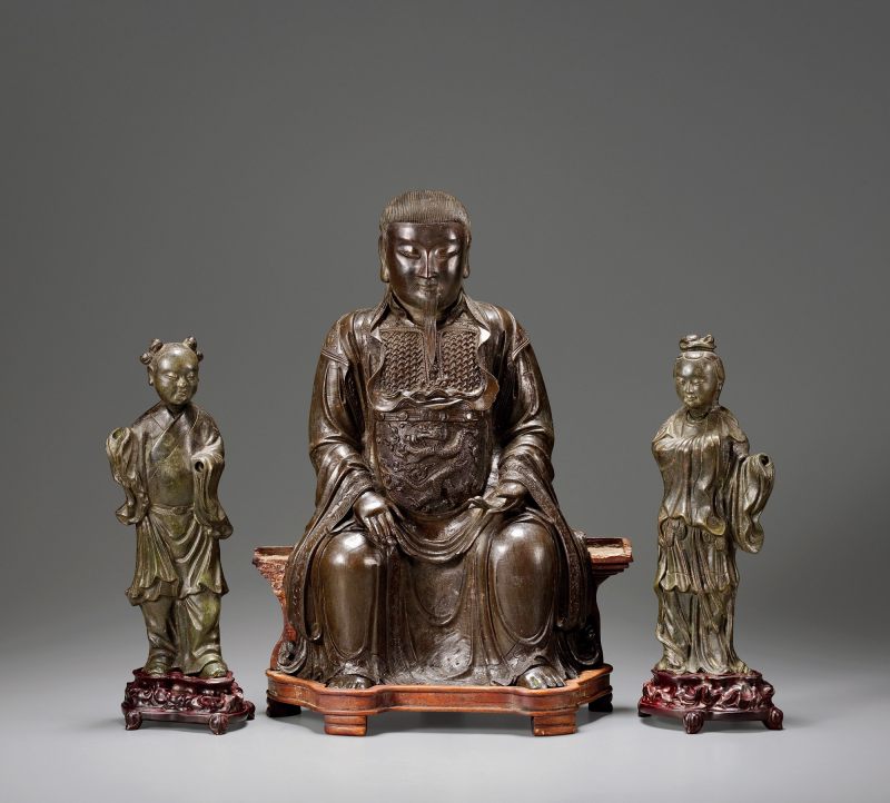 明·铜真武大帝及侍者三尊
