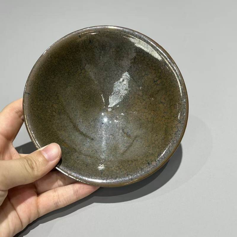 明代 黑釉油滴斗笠盏 - 图7