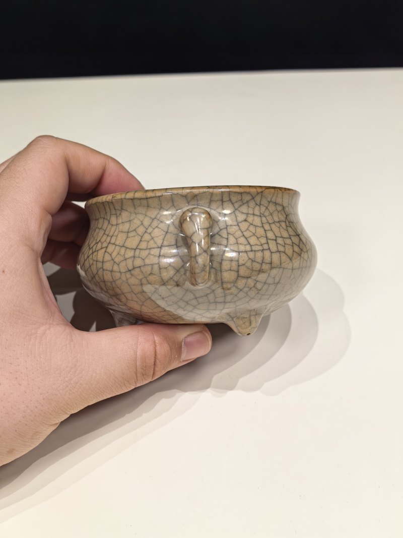 清早期 仿哥釉双耳炉 - 图4