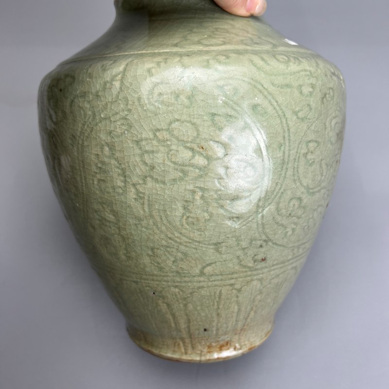 明代 龙泉青釉刻花罐 - 图10