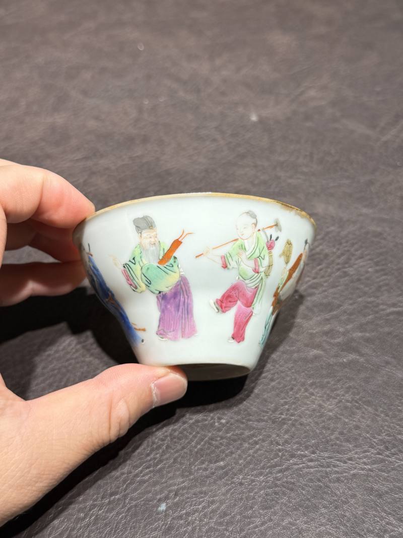 清嘉庆 粉彩八仙图折腰茶圆 - 图4