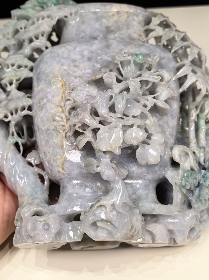 19-20世纪 翡翠松鹤延年寿星花瓶 - 图10