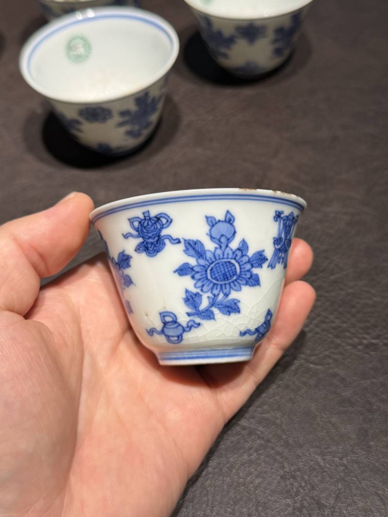 清康熙 青花清供图茶杯（一组六件） - 图14