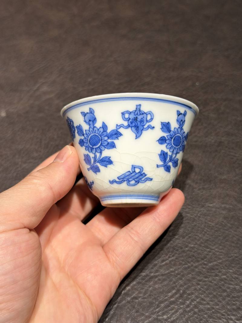 清康熙 青花清供图茶杯（一组六件） - 图47