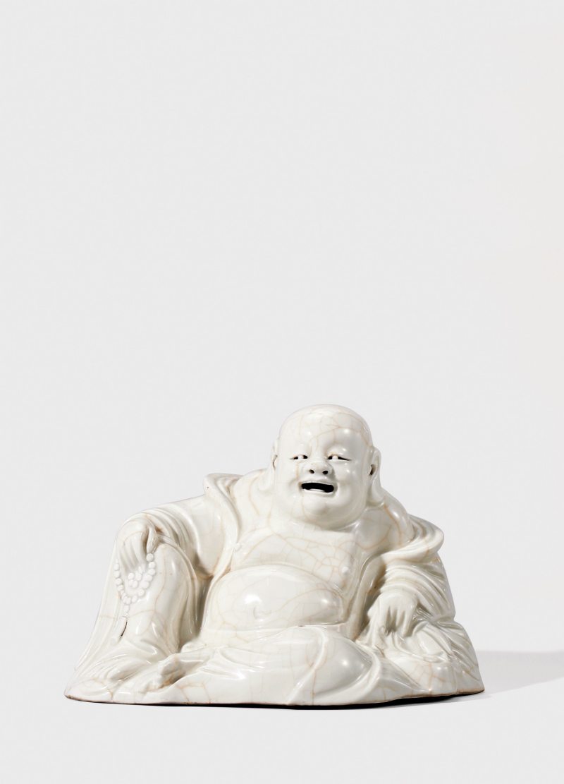 清乾隆·白釉仿定弥勒坐像