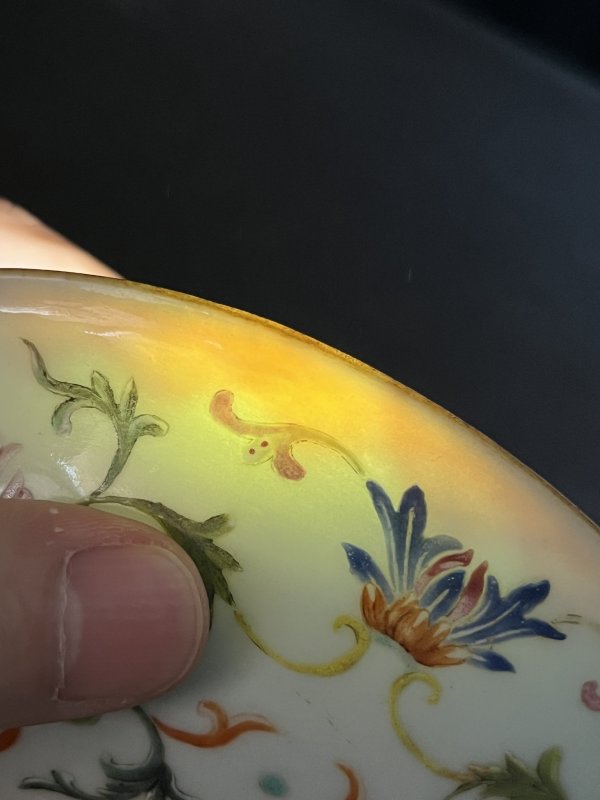 清乾隆 洋彩描金缠枝宝相花觚式供盘一对 - 图23