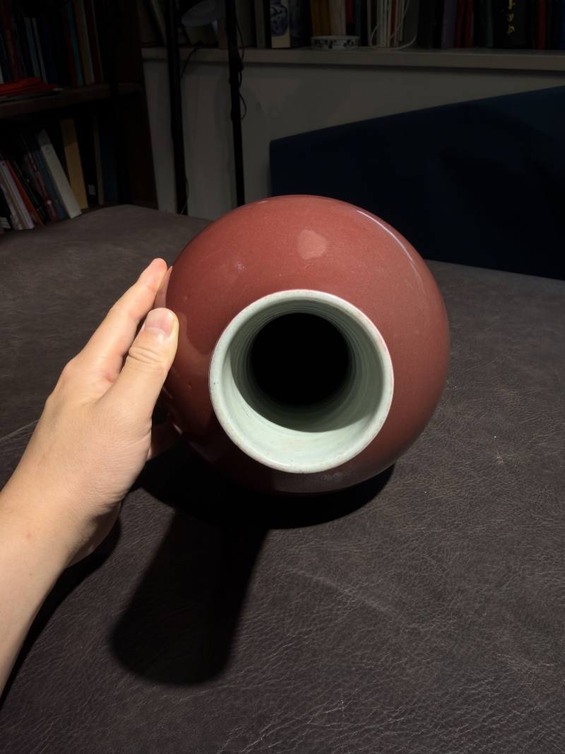 清雍正 霁红釉大天球瓶 - 图8