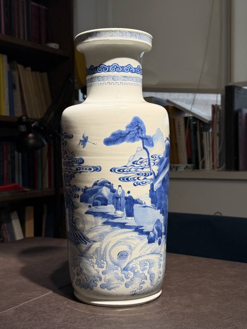 清康熙 青花“海屋添筹”图棒槌瓶 - 图3