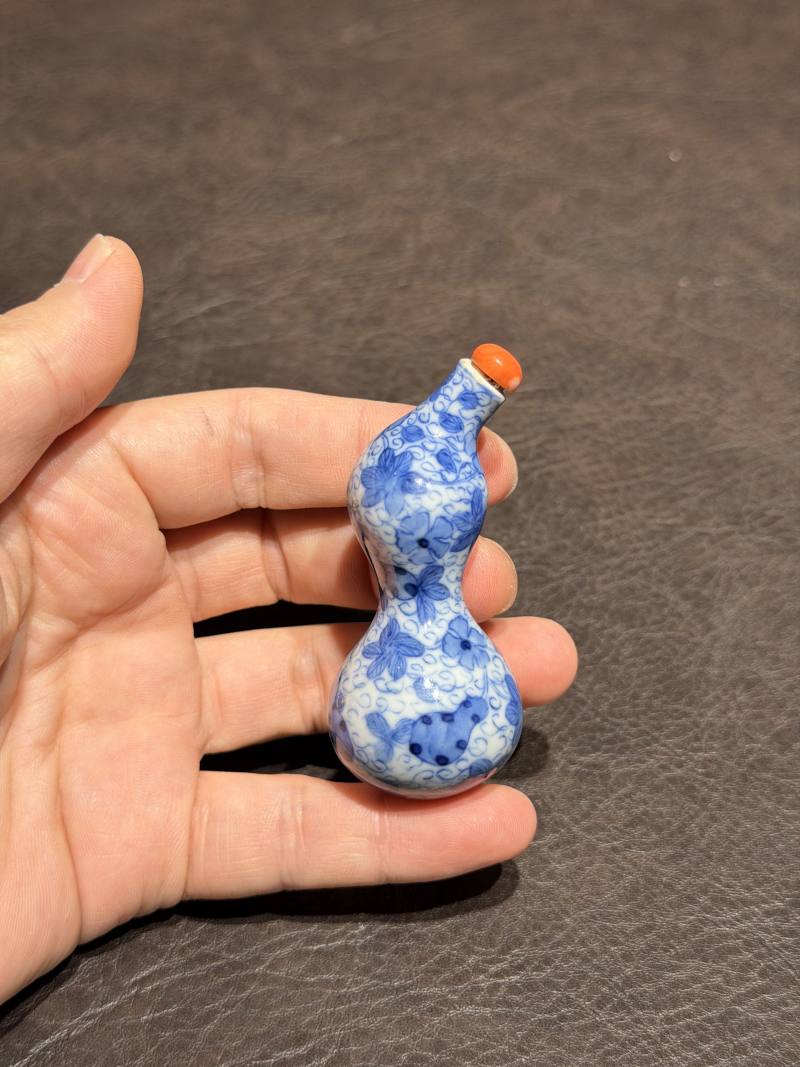 清乾隆 青花瓜瓞绵绵仿生葫芦瓶 - 图10