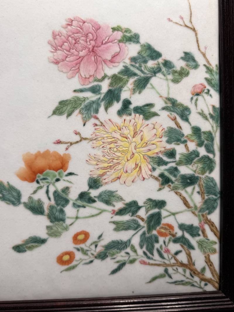 清乾隆 粉彩花卉纹砚屏 - 图8