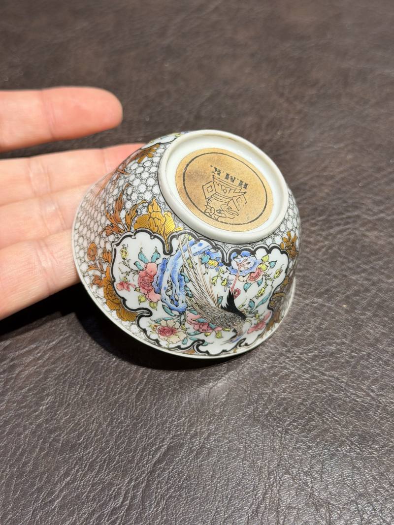 清雍正 广彩花鸟图杯碟一套 - 图14