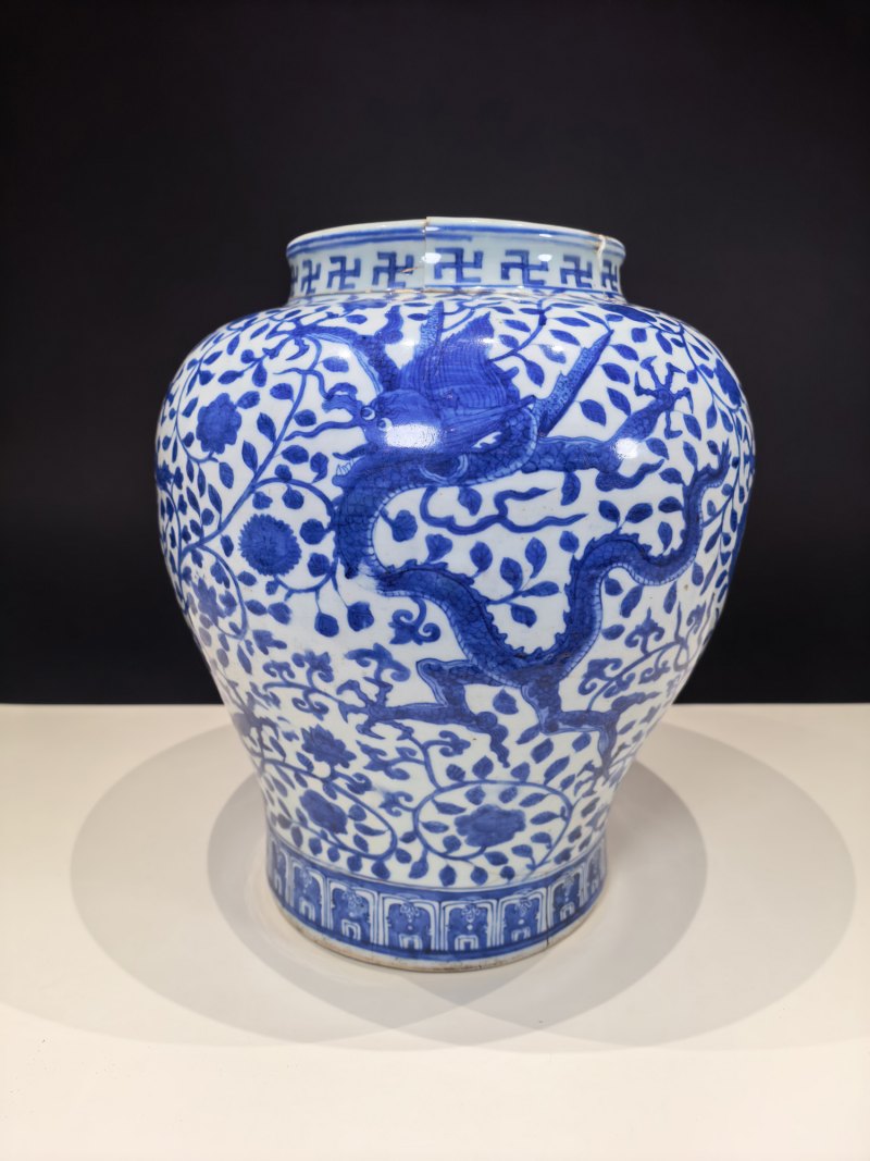 明嘉靖 青花龙纹罐 - 图4