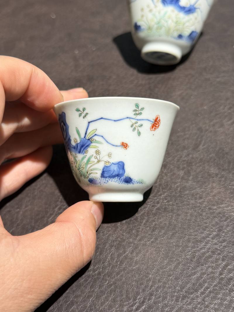 清康熙 斗彩花神杯一对 - 图3