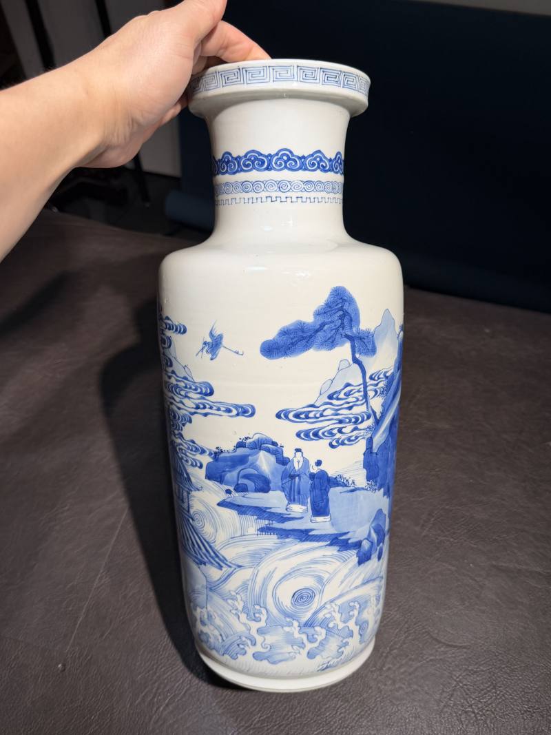 清康熙 青花“海屋添筹”图棒槌瓶 - 图4