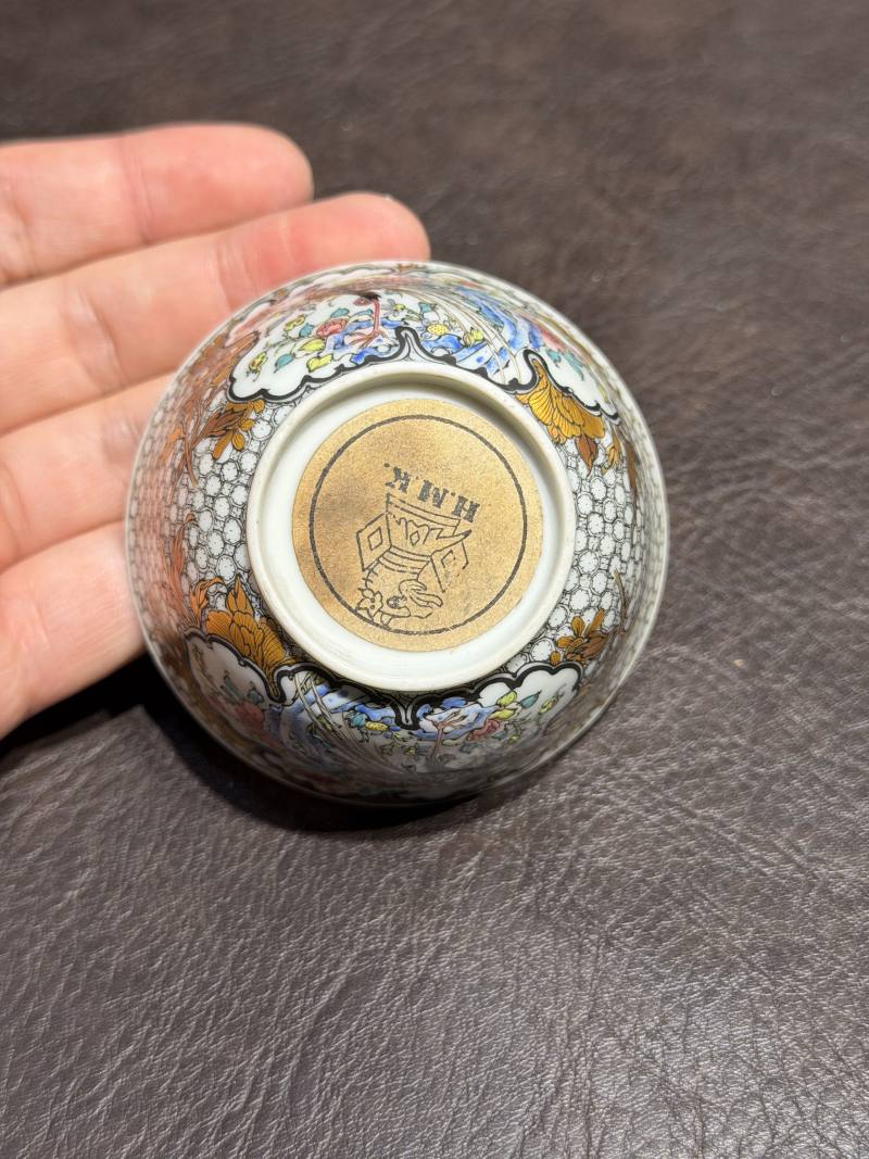清雍正 广彩花鸟图杯碟一套 - 图15