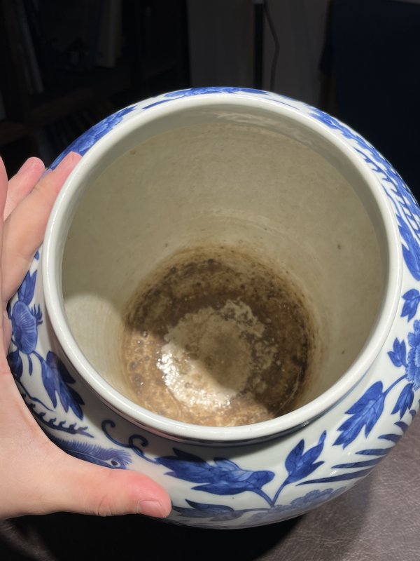 清道光 青花缠枝莲纹盖罐一对 - 图12