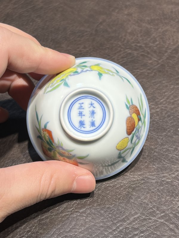 清雍正 斗彩三多纹酒圆 - 图4