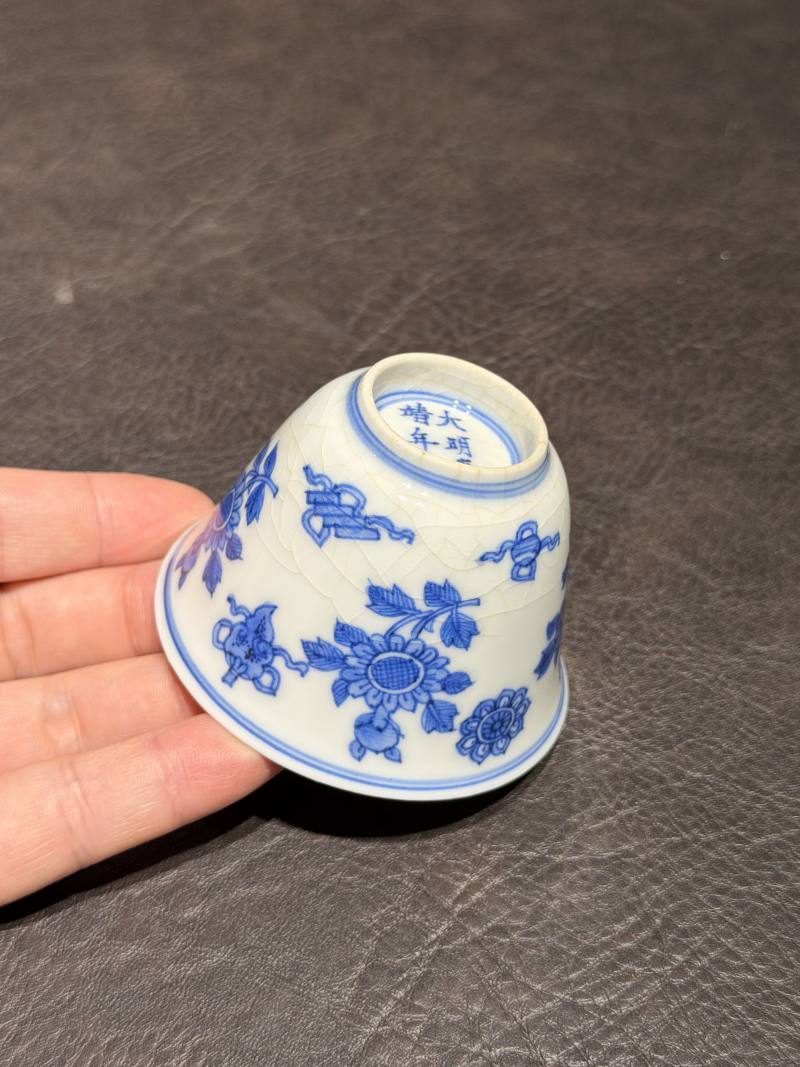 清康熙 青花清供图茶杯（一组六件） - 图49