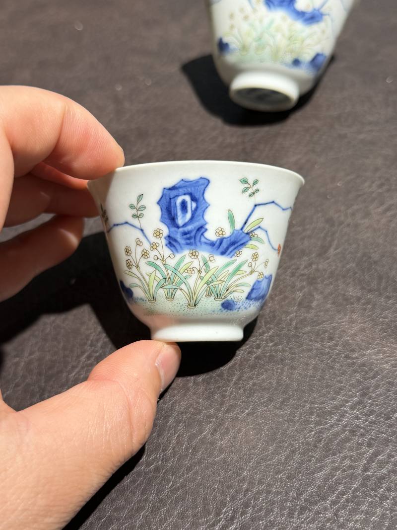 清康熙 斗彩花神杯一对 - 图4