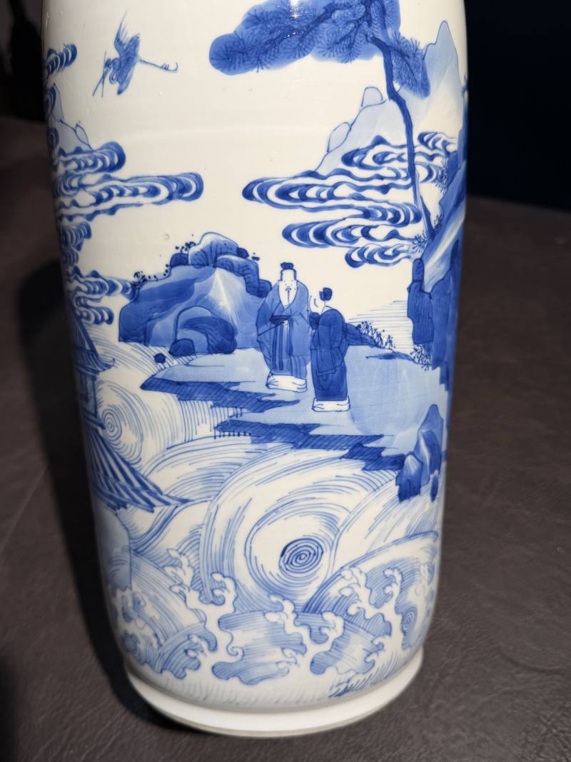 清康熙 青花“海屋添筹”图棒槌瓶 - 图5