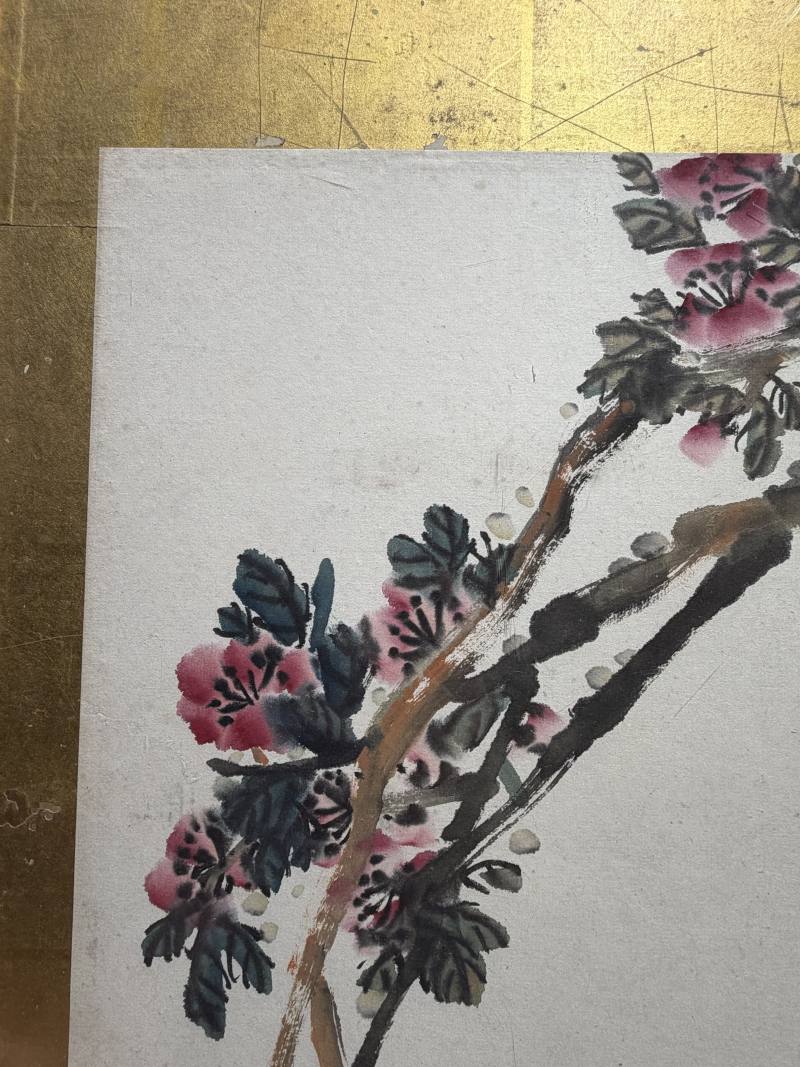 清 吴昌硕画高枝花卉镜片 - 图10