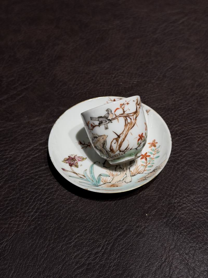 清乾隆 粉彩花鸟纹茶具一套25件 - 图74