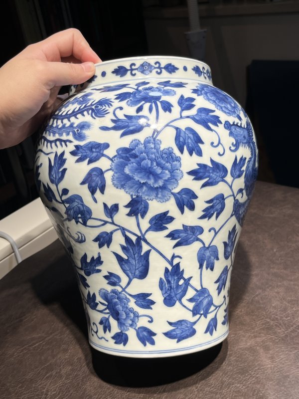 清道光 青花缠枝莲纹盖罐一对 - 图13