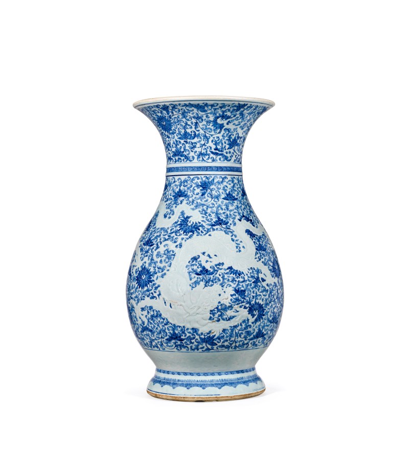 清雍正 青花锥拱穿花龙纹大尊 - 图4