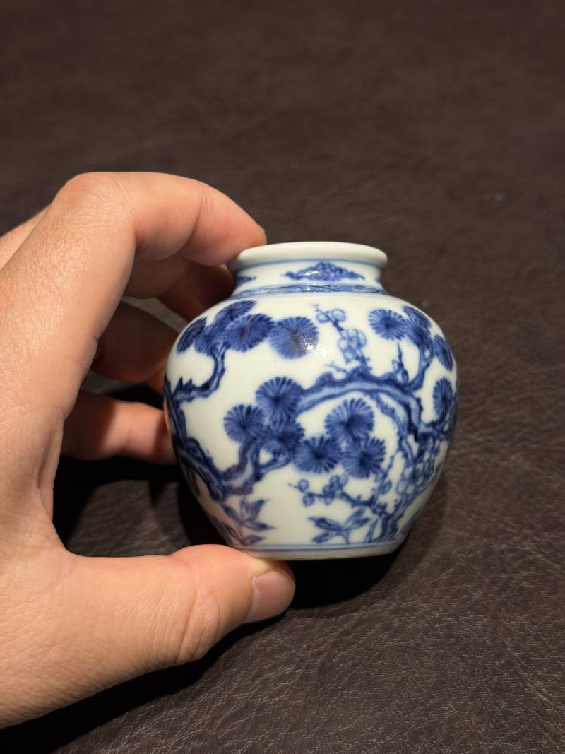 清雍正 青花岁寒三友图小太白罐 - 图9
