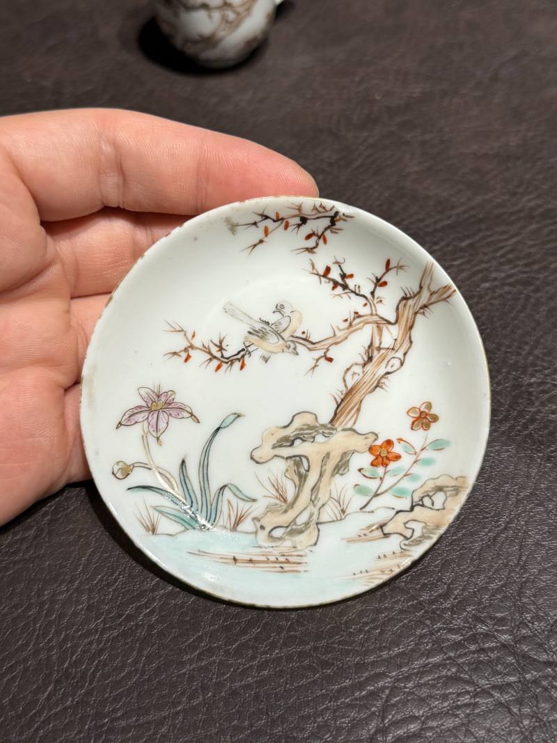 清乾隆 粉彩花鸟纹茶具一套25件 - 图8