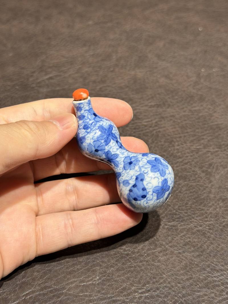 清乾隆 青花瓜瓞绵绵仿生葫芦瓶 - 图13
