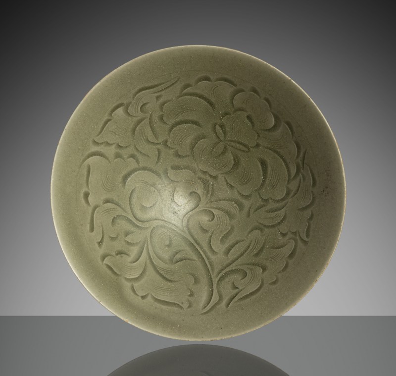 A finely carved 'Yaozhou' celadon lotus bowl
