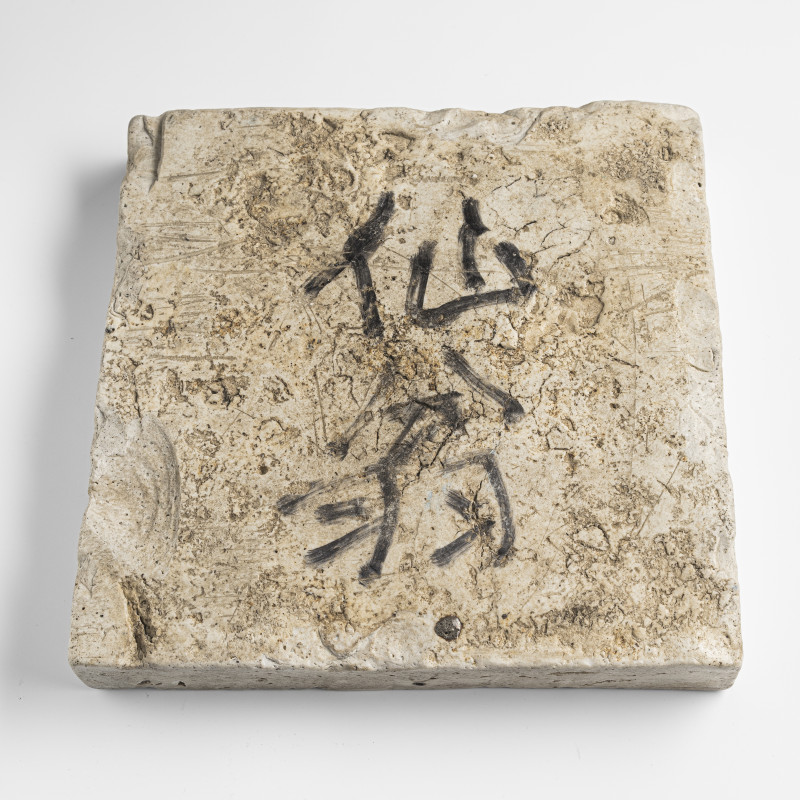 A porcelain tile with underglaze-blue depiction of Shouxing and an adoring attendant - 图2