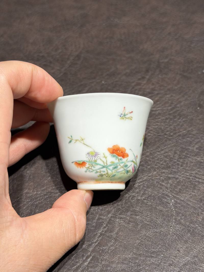 清光绪 粉彩花鸟纹杯 - 图3