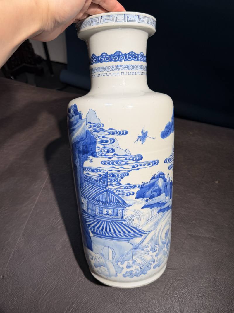 清康熙 青花“海屋添筹”图棒槌瓶 - 图6