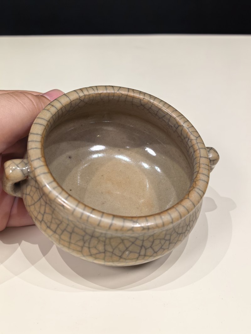 清早期 仿哥釉双耳炉 - 图8