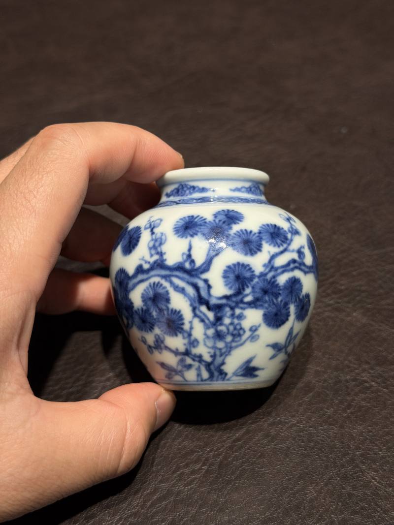清雍正 青花岁寒三友图小太白罐 - 图10
