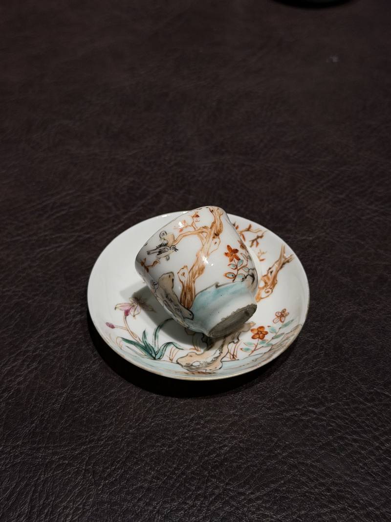 清乾隆 粉彩花鸟纹茶具一套25件 - 图139