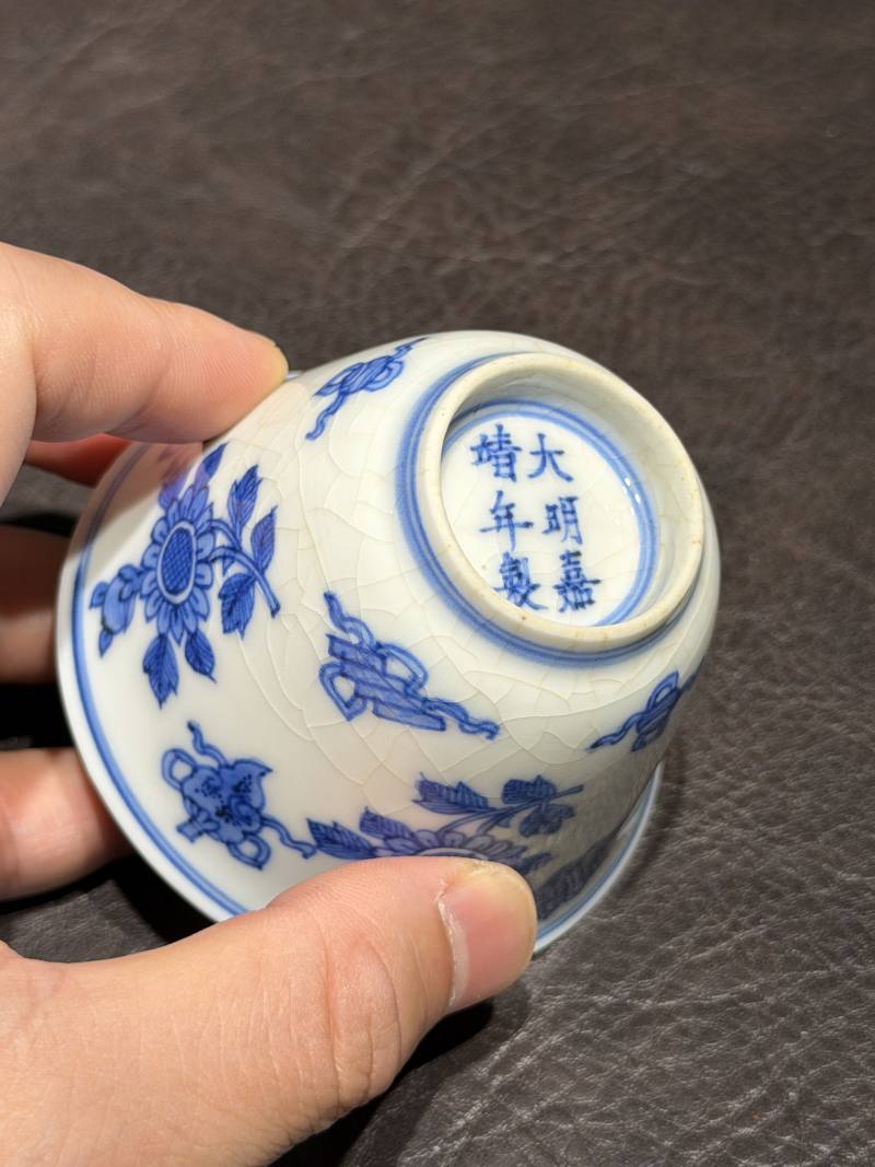 清康熙 青花清供图茶杯（一组六件） - 图51