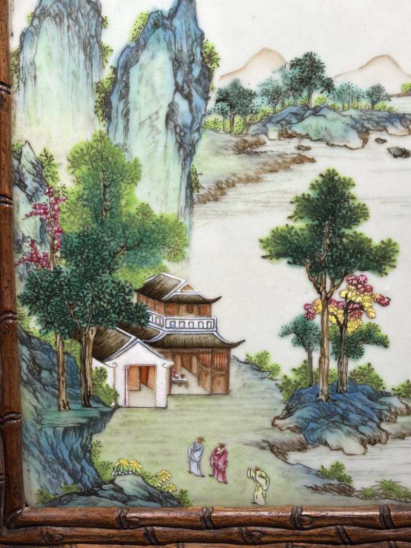 清乾隆 粉彩山水人物纹瓷板 - 图5