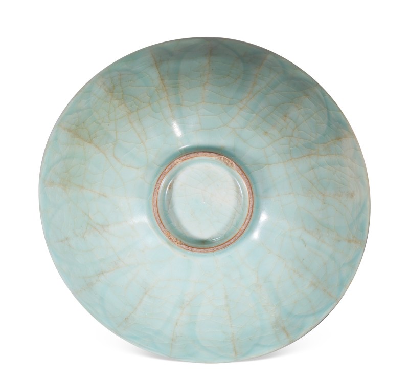 明代 龙泉窑梅子青釉莲瓣碗 - 图2