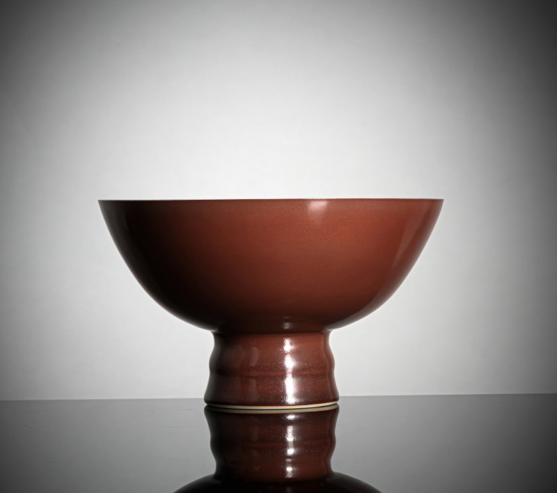 A copper red glazed porcelain 'Stemcup'