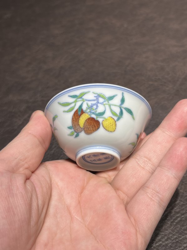 清雍正 斗彩三多纹酒圆 - 图6