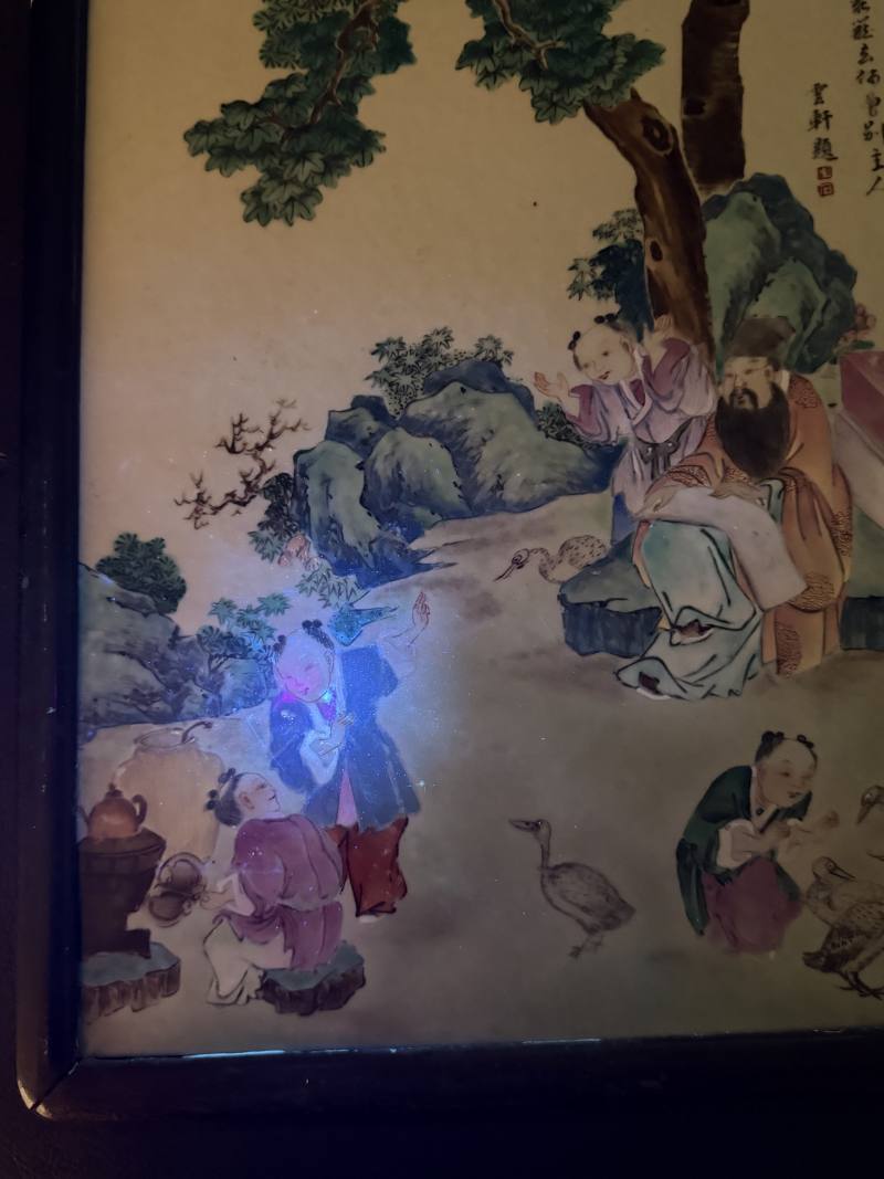 清乾隆 粉彩“云轩”款羲之爱鹅图板 - 图10